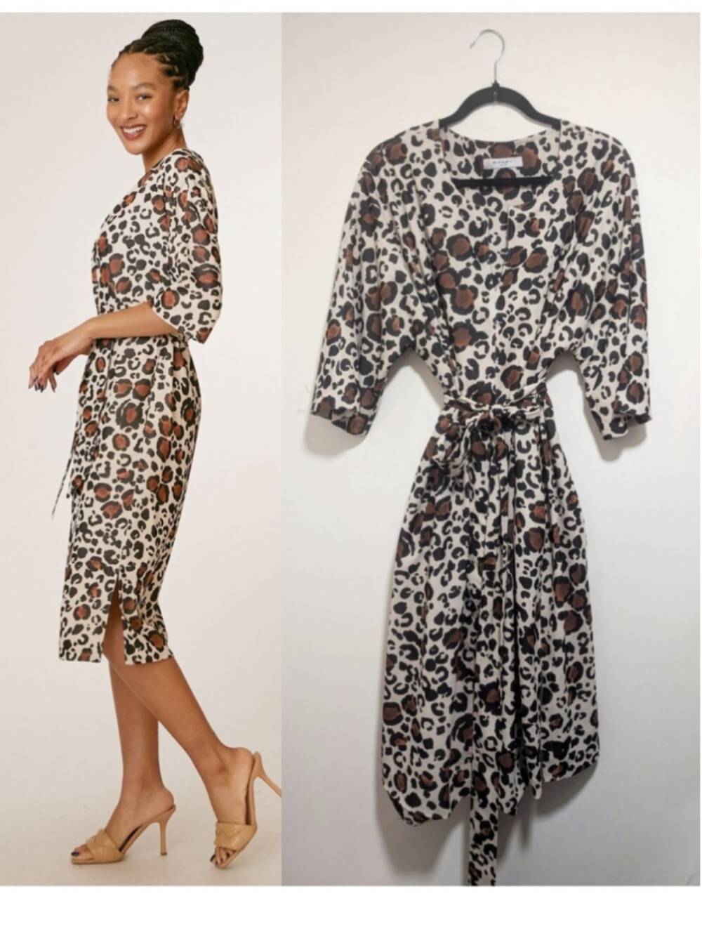Bailey | Leopard Print Dolman Sleeve Midi Dress In Brown